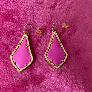 Kendra Scott Pink and Gold Dangle Earrings